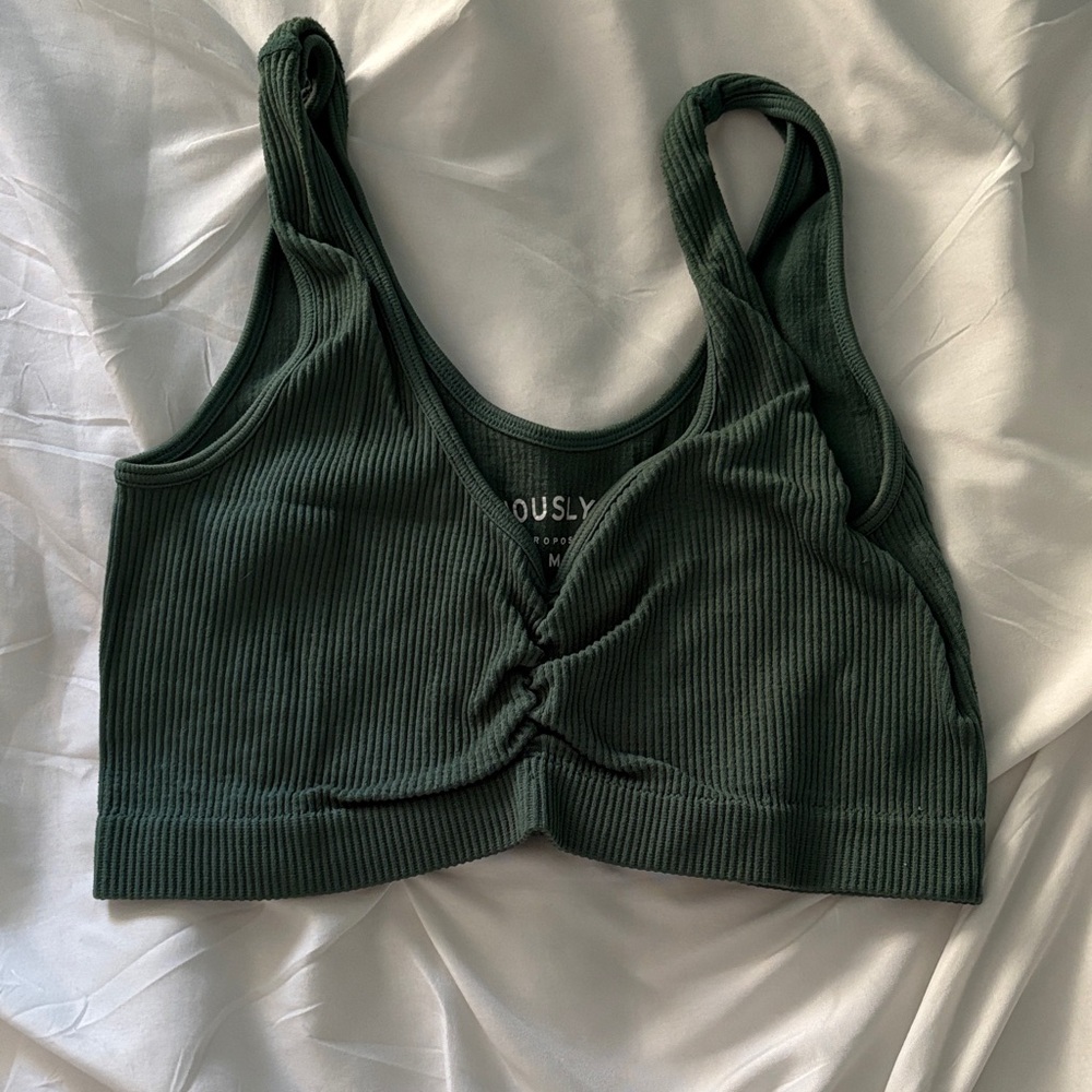 Aeropostale Seamless Ribbed Bralette in Forest Green